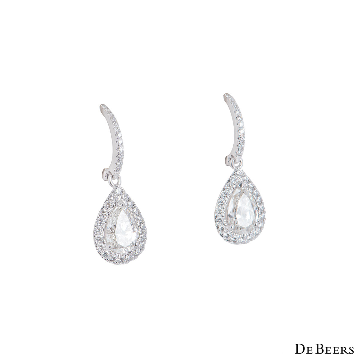De Beers White Gold Diamond Aura Earrings | Rich Diamonds